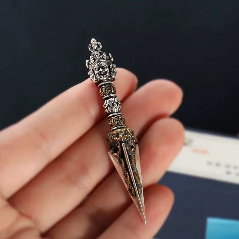 Collier pendentif Vajra en argent sterling fait à la main