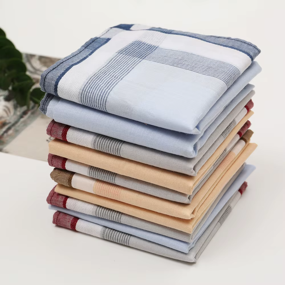 Mouchoir teint en fil de coton pur pour hommes