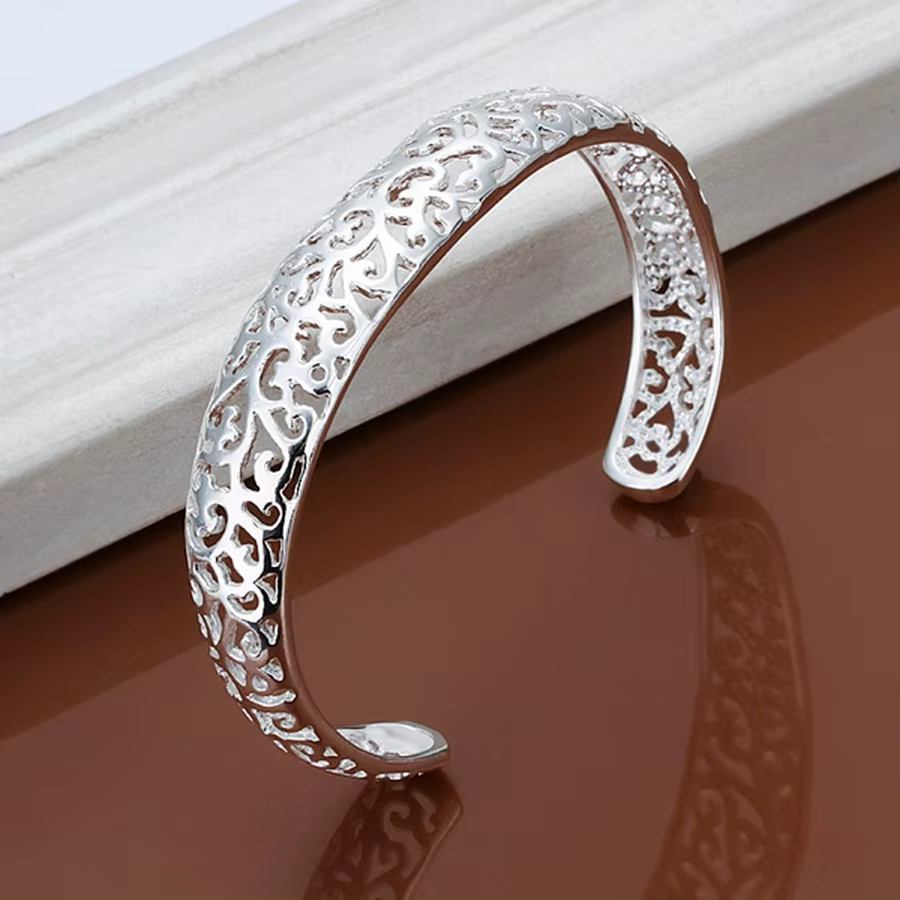 Bracelet ouvert en argent Sterling 925 pour femmes et filles