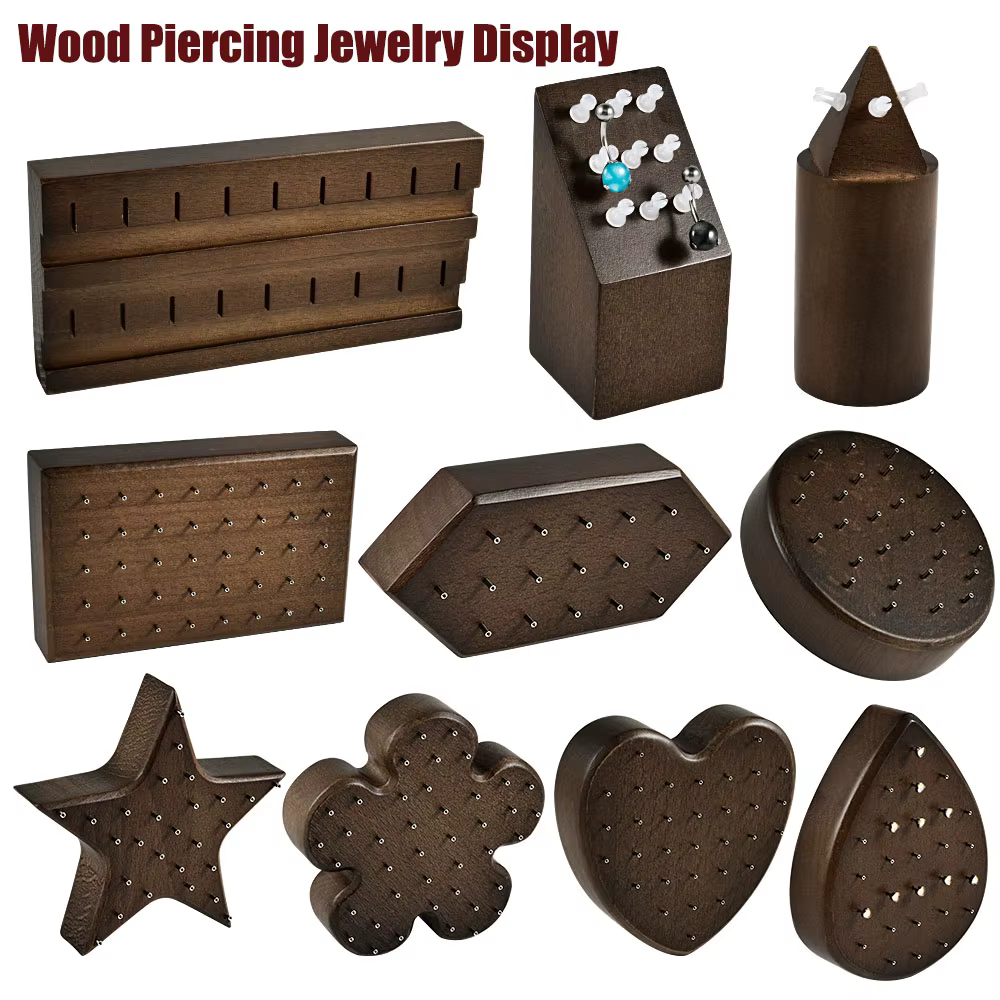 Présentoirs de bijoux de piercing en bois massif