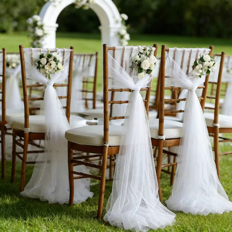 10 pièces de nœuds de chaise en mousseline pour décoration d'allée de mariage