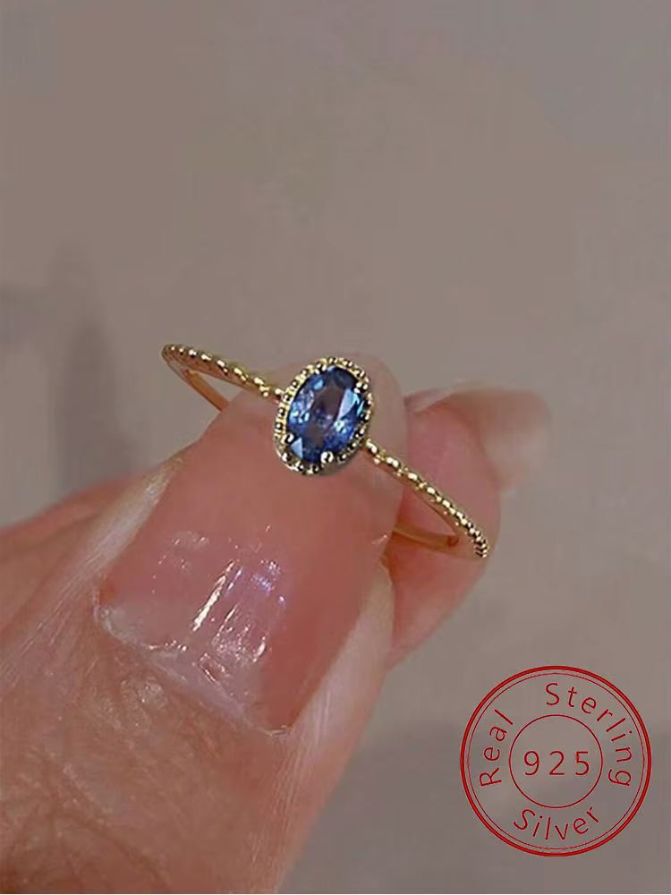 Bague ovale en argent Sterling 925 pour femmes