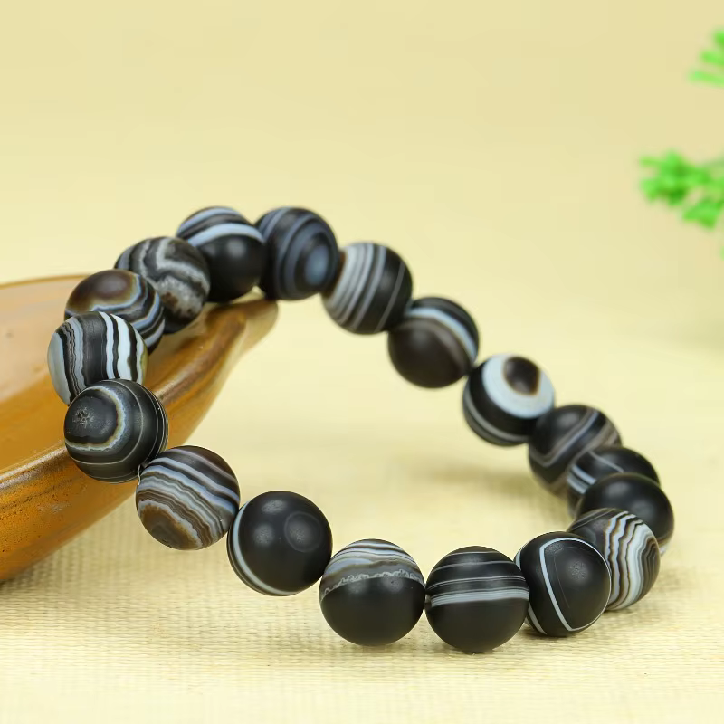 Bracelet élégant à rayures en agate pour hommes - Accessoires