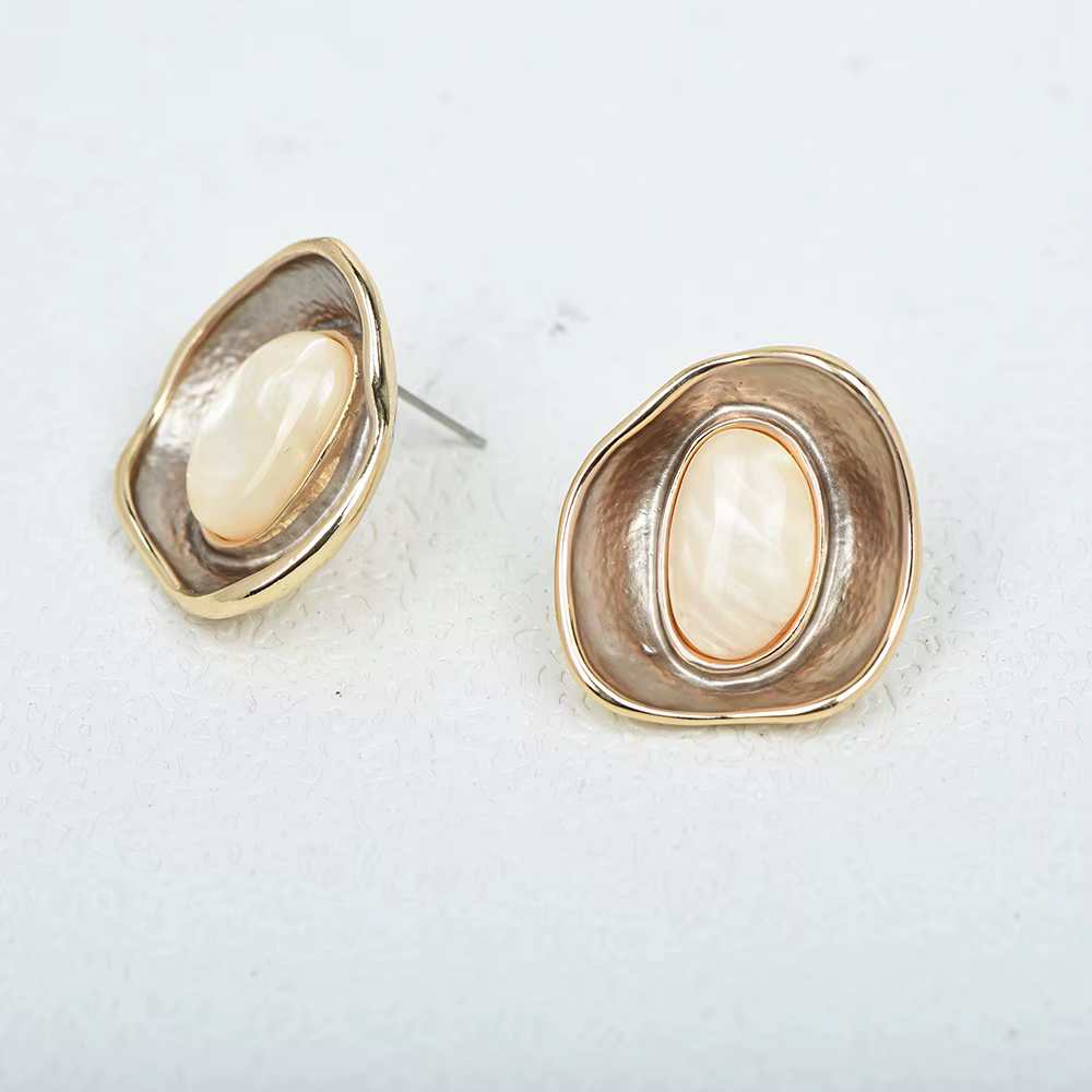 ICEYY luxe grand ovale résine collier ras du cou boucles d'oreilles ensemble pour les femmes alliage géométrique déclaration colliers bijoux de mode