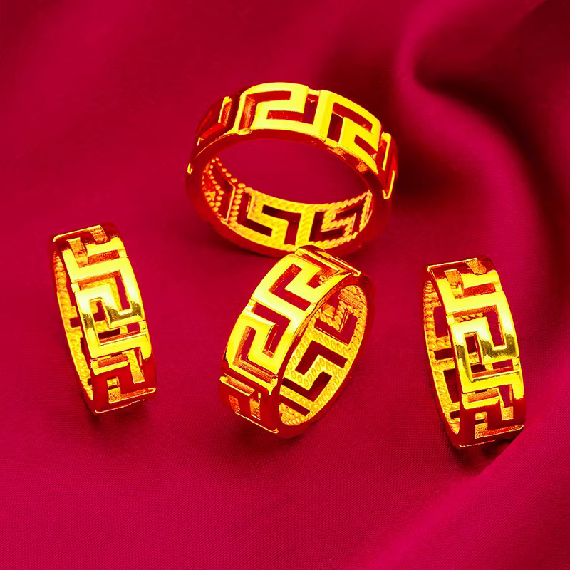 Bague de couple en or pur 24 carats 9999
