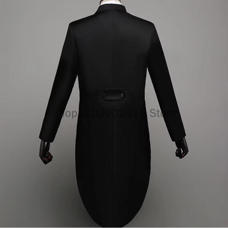 Manteau de queue de revers noir brillant classique pour hommes