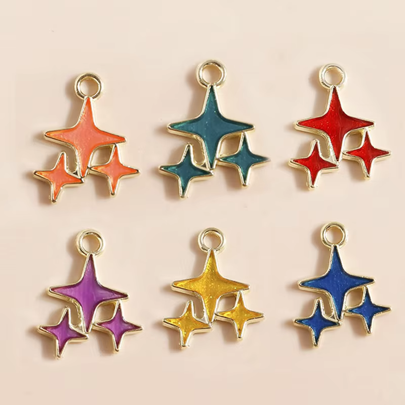 Breloques étoiles polaires colorées, 10 pièces, pour boucles d'oreilles, breloques vénus, pendentifs de colliers, accessoires de fabrication de bijoux à faire soi-même