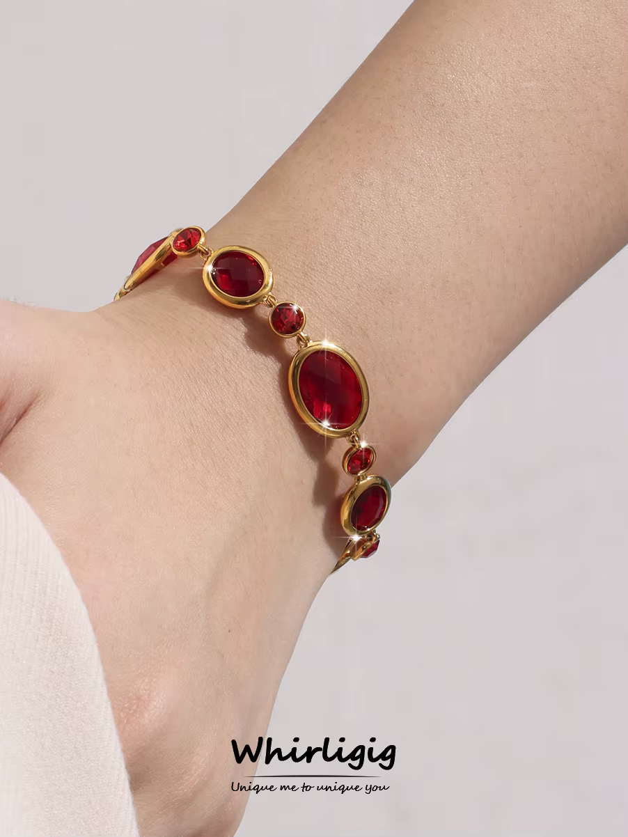 Bracelet ovale brillant en acier inoxydable pour femme
