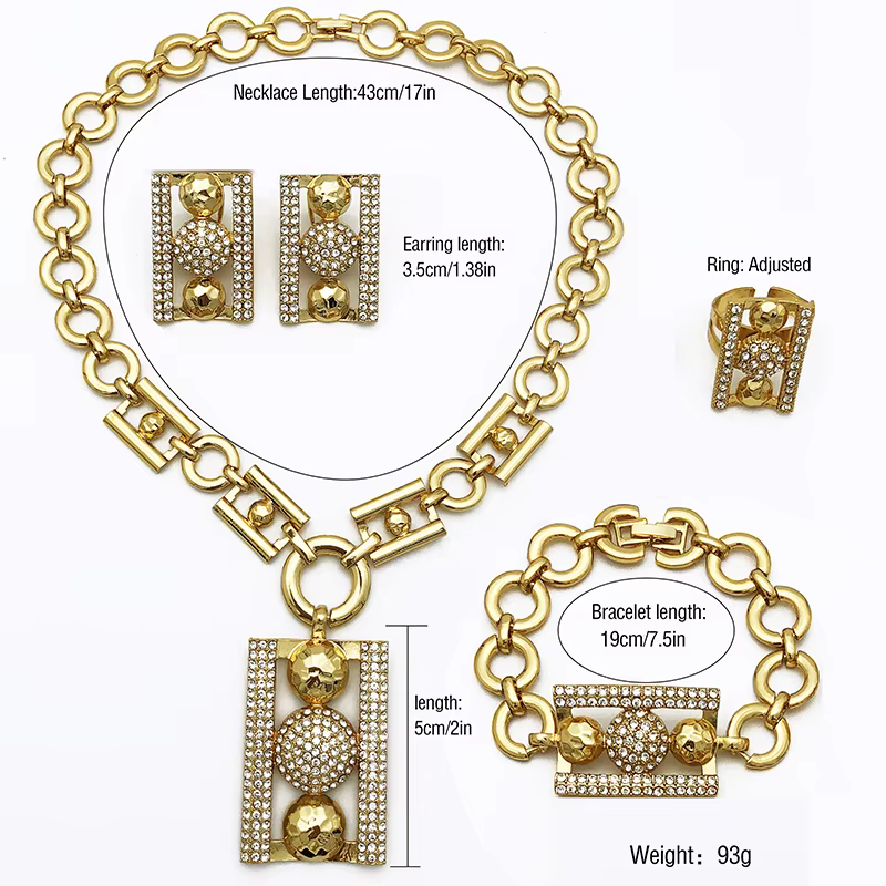 Ensemble de bijoux en plaqué or 18 carats pour femmes