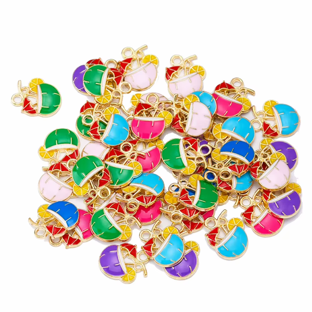 20 pièces belle boisson au citron lait thé jus émail pendentif à breloque pour femmes enfants Bracelet bijoux à bricoler soi-même faisant des fournitures