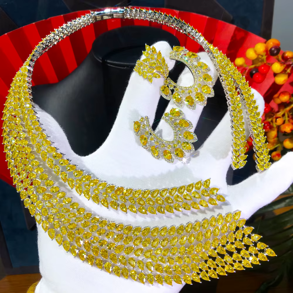GODpastels-Parure de bijoux de luxe pour femme, ensemble de bijoux africains et indiens, marque célèbre, pour fête de mariage, cadeau en cristal, pour les patients de Dubaï
