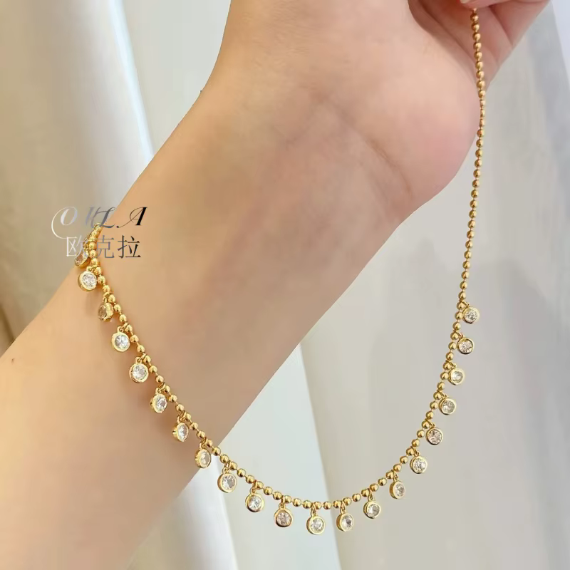 Colliers à pampilles en or avec zircon incrusté, style rétro exquis, chaîne de clavicule pour femmes, nouvelle tendance bijoux 2024