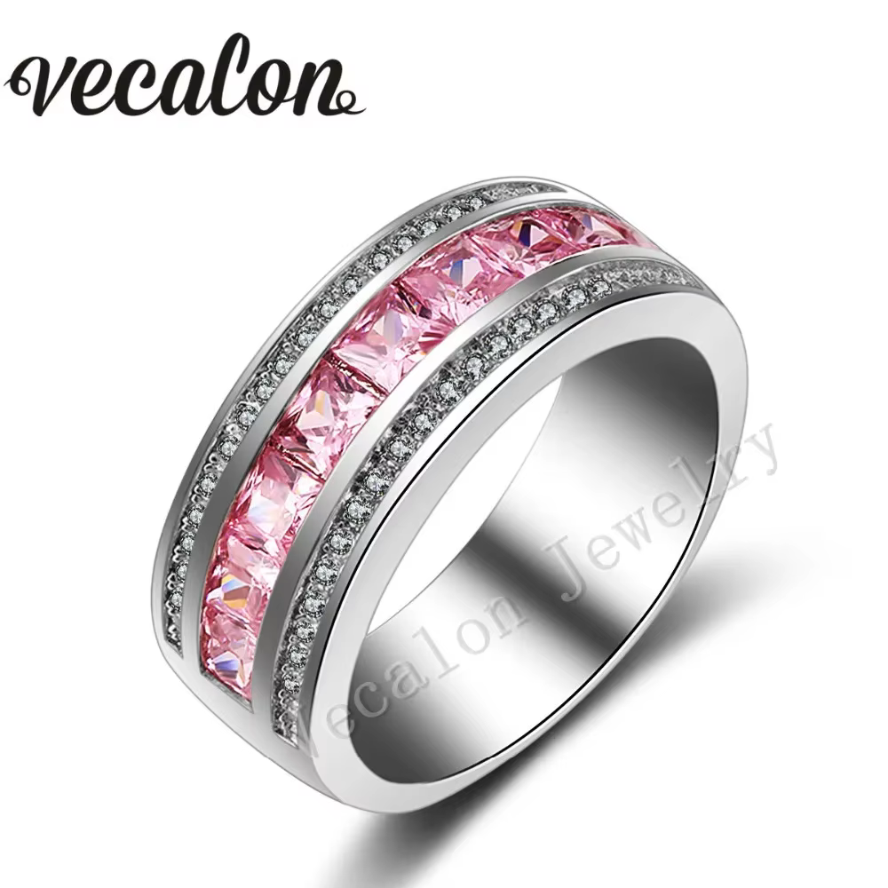 Bagues de mariage en diamant de laboratoire rose pour femmes
