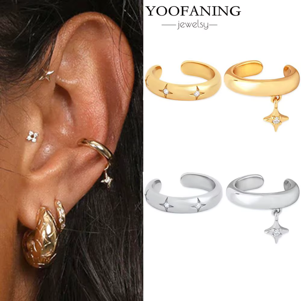 Bijoux de mode 2026 : 1 paire de boucles d'oreilles clips plaquées or pour femme