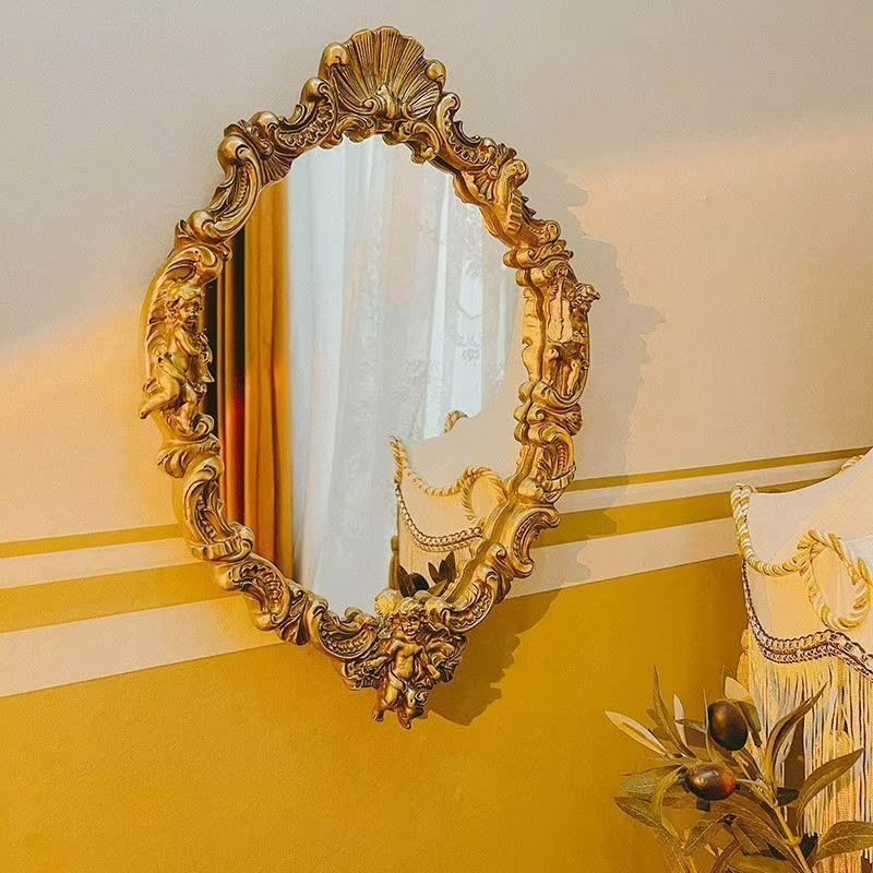 Miroir de maquillage sculpté de luxe léger