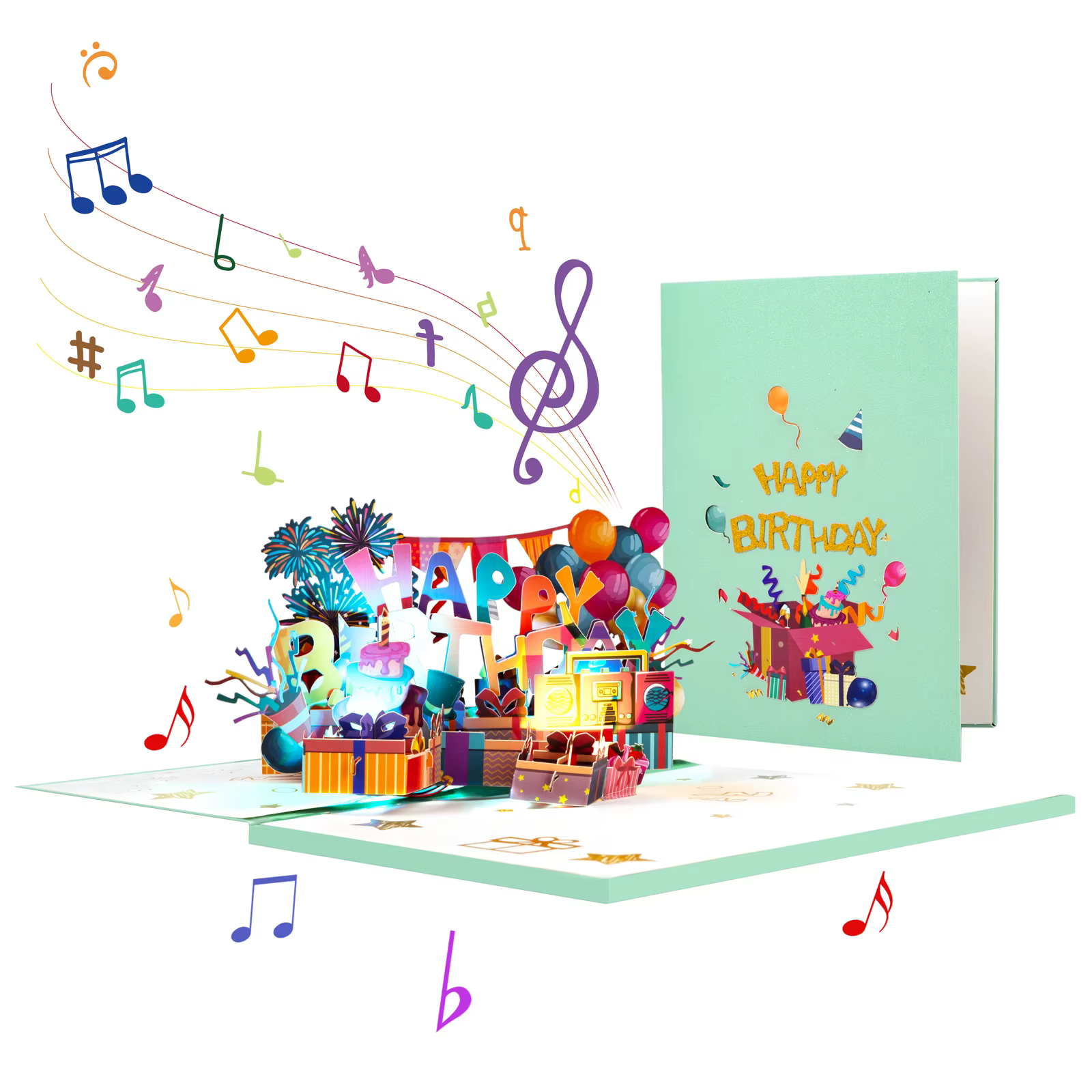 Carte d'anniversaire avec musique et lumière