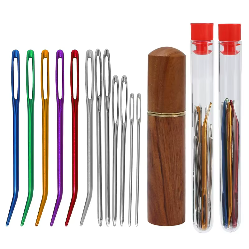 Lot de 12 aiguilles à tricoter et à crocheter avec fils