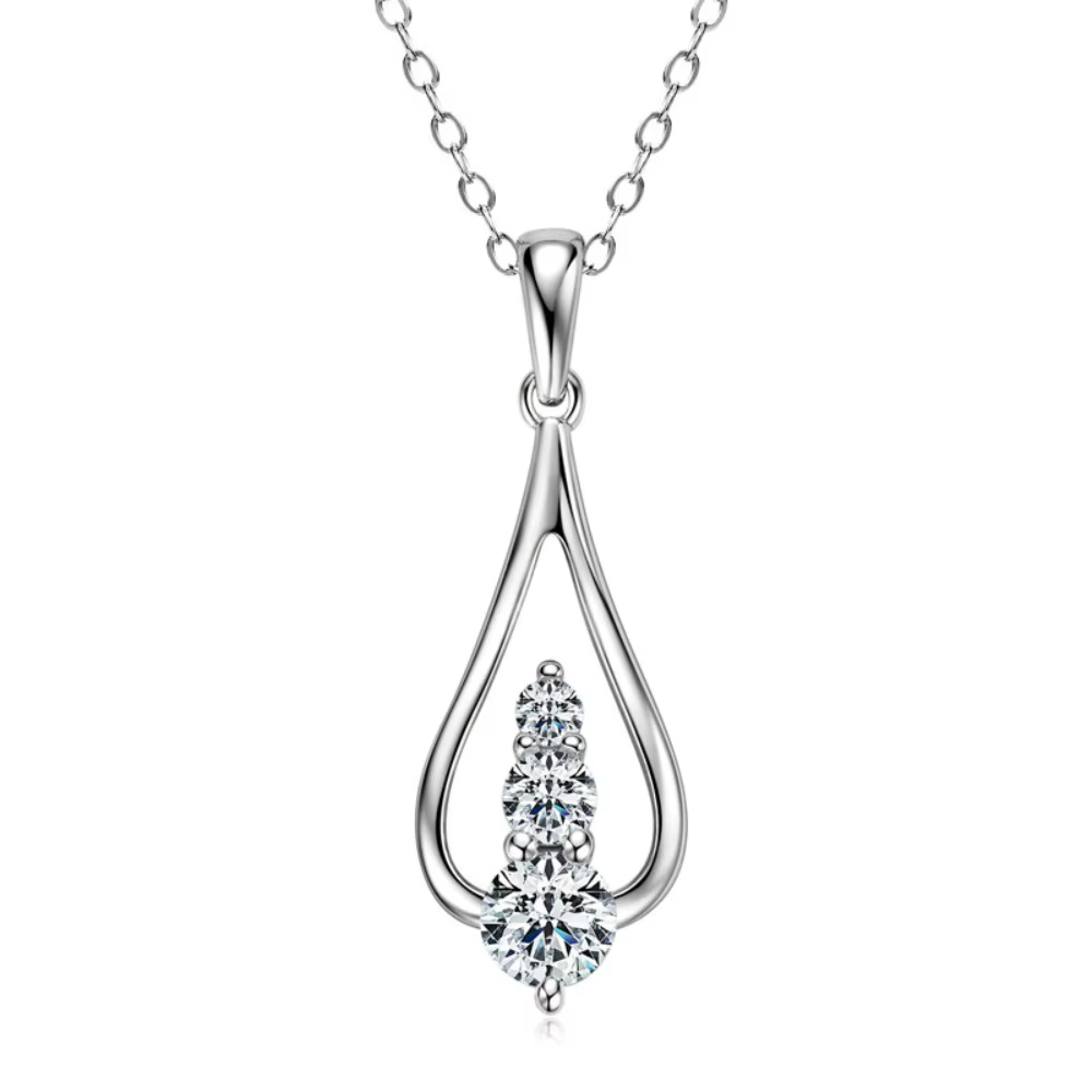 Collier avec pendentif goutte d'eau Moissanite pour femmes