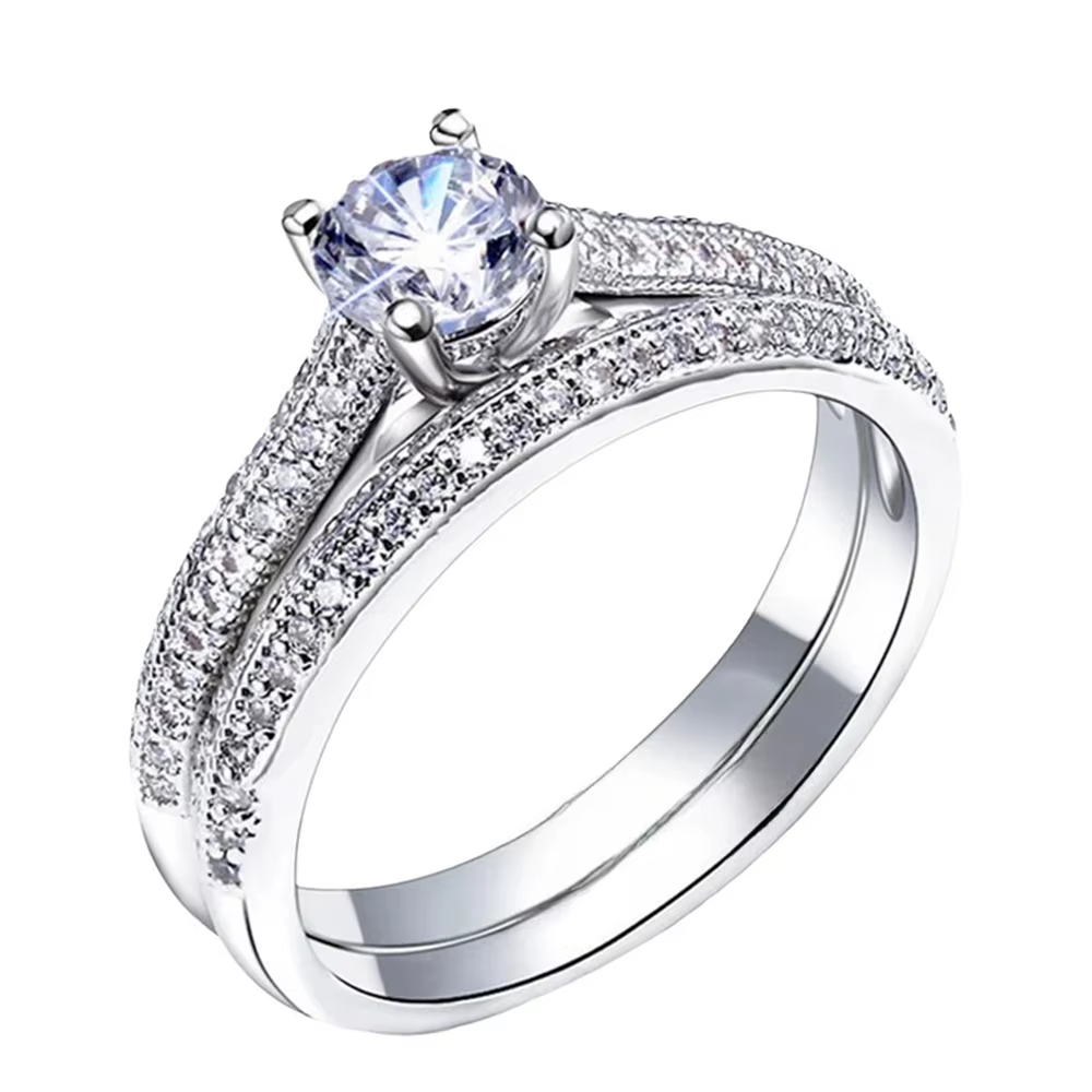 Bague en argent Sterling 925 incrustée de cristal Zircon