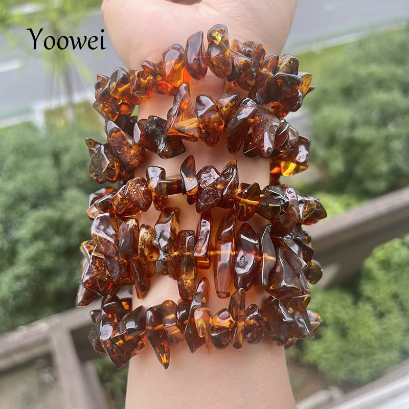Bracelet en ambre irrégulier unisexe