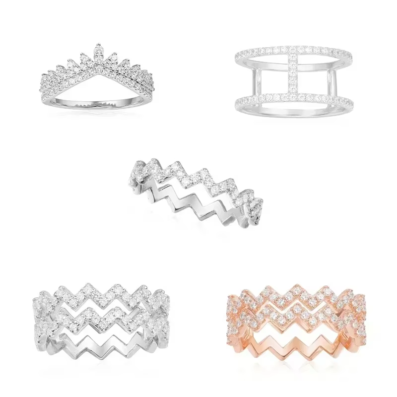 LI KI – bague ondulée en argent 925 de haute qualité