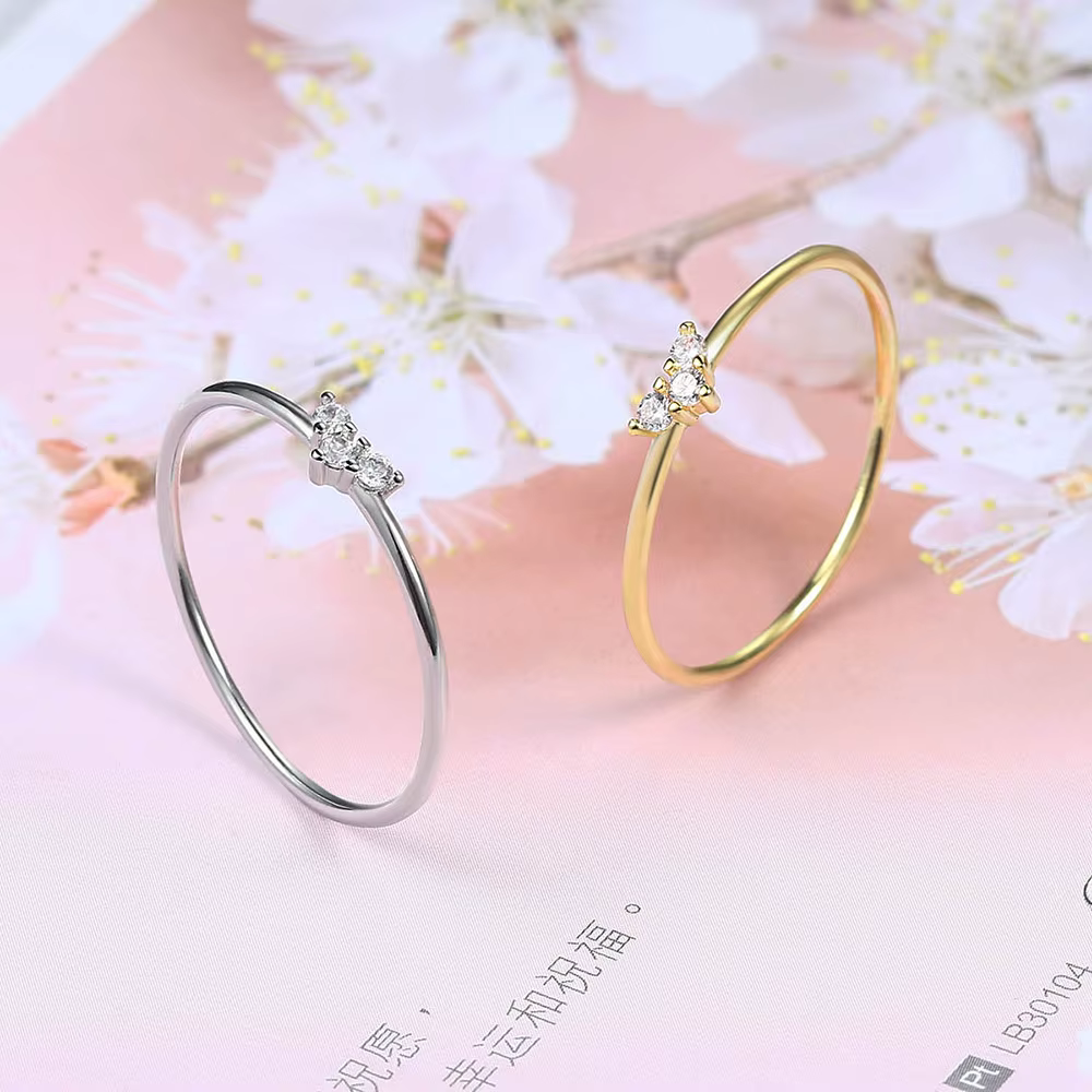 Bague Double Slim en forme de cœur d'amour pour femmes et filles