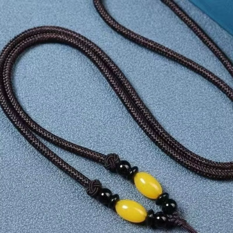 Collier en cordon ciré haut de gamme avec pendentif en jade, bijoux unisexes