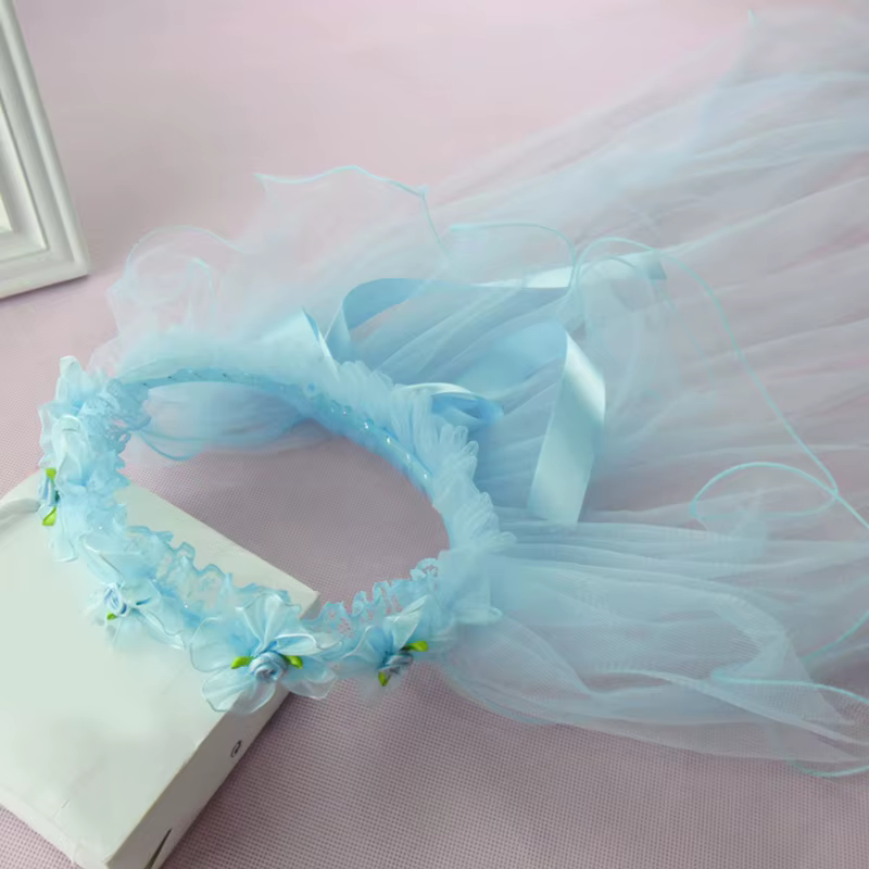 Couvre-chef en voile de fleurs pour filles