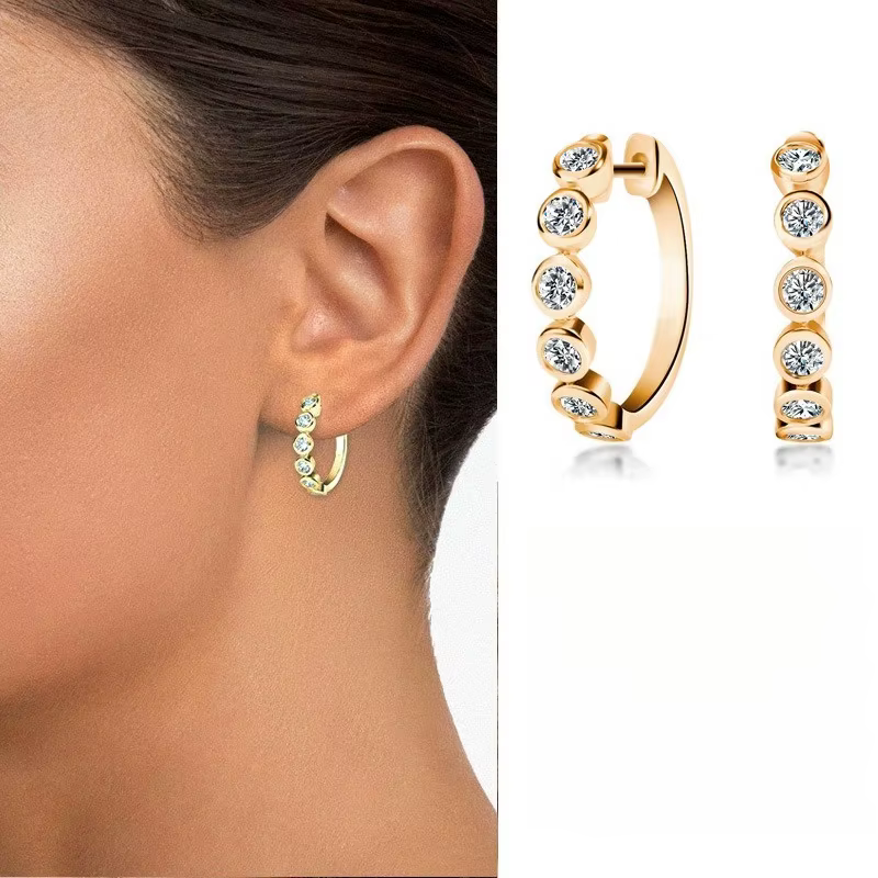Boucles d'oreilles élégantes en Moissanite plaquées or 18 carats en argent S925 pour femmes – Bijoux exquis