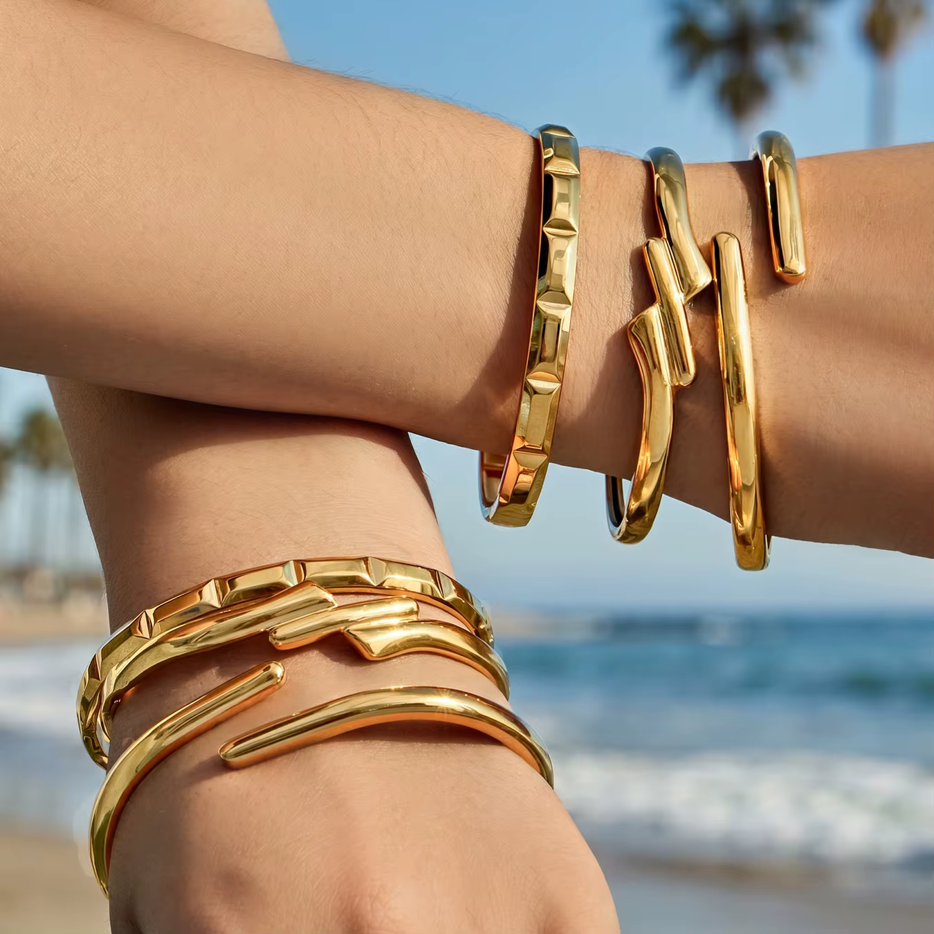Bracelet en acier inoxydable 316L plaqué or 18 carats pour femmes