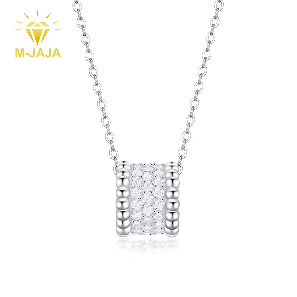 M-JAJA Réel Moissanite Collier pour Femme 925 Sterling Silver JOGemstone D document VVl's Lab Diamant Vintage Pendentif Bijoux