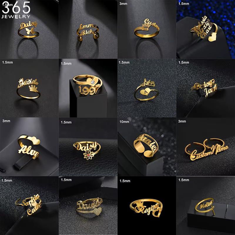 36 Styles anneau de nom personnalisé pour hommes femmes cadeau de mariage