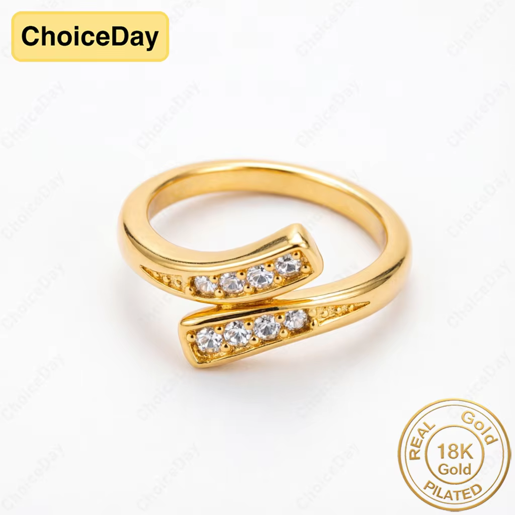 Superbe bague en zircon plaqué or 18 carats à ouverture croisée