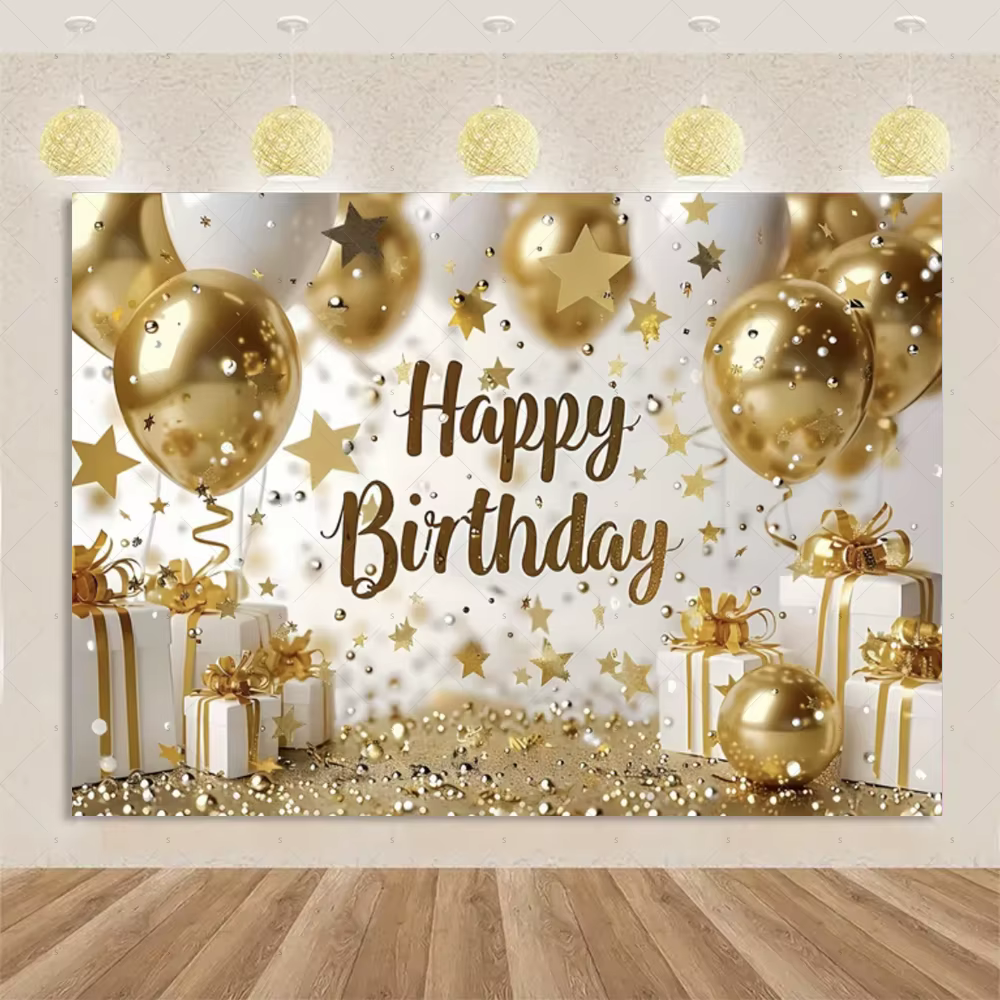Décoration de fête d'anniversaire sur le thème de luxe doré