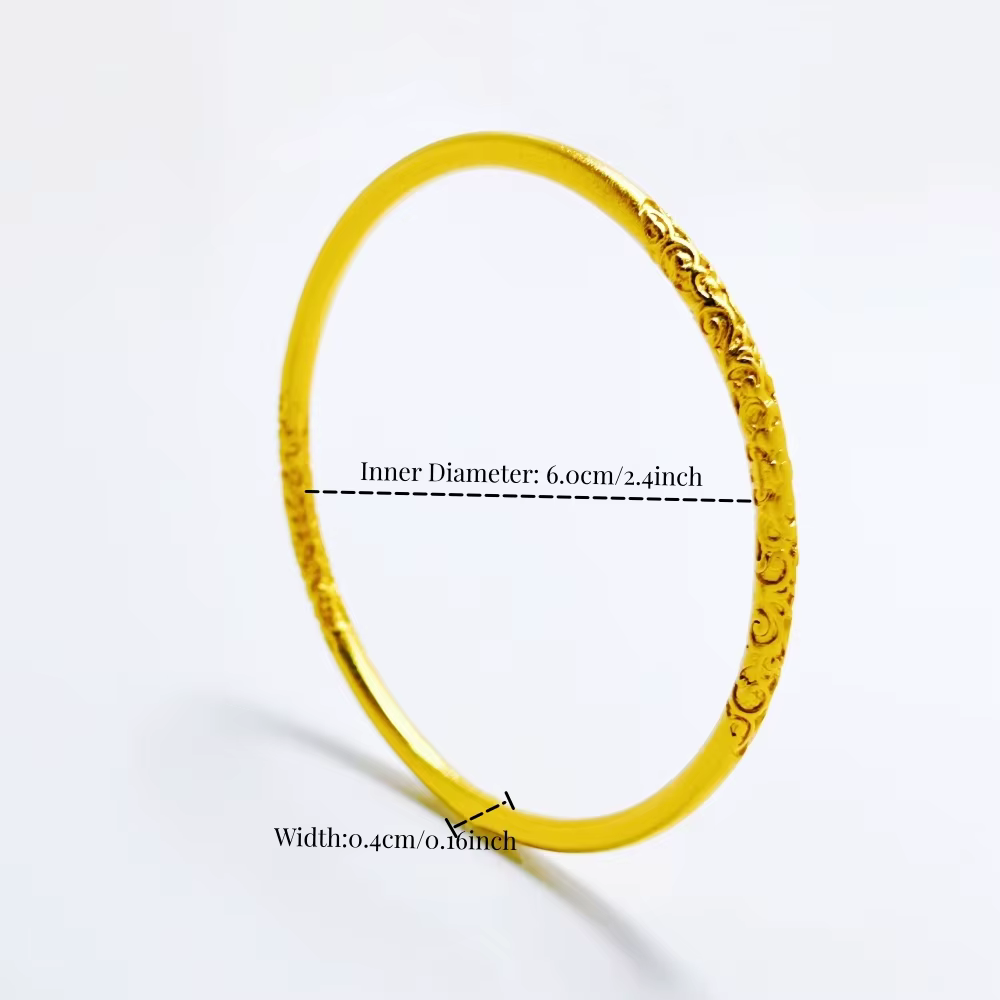 Bracelets de manchette ronds en forme de fleur sculptée couleur or 24 carats pour femmes