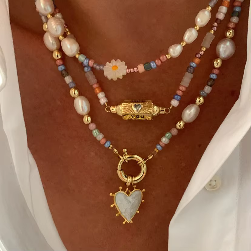 Fête des mères maman collier cadeau émail coeur pendentif