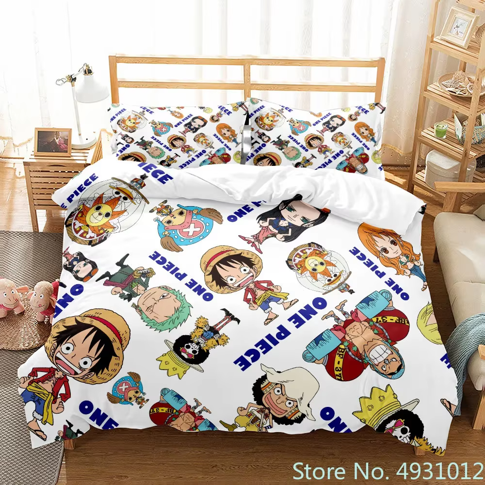 Une pièce Luffy garçon 3 pièces ensemble de literie couette dessin animé housse