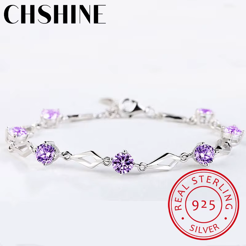 Argent 925 bijoux Bracelets pour femme à la mode améthyste 925 Bracelet