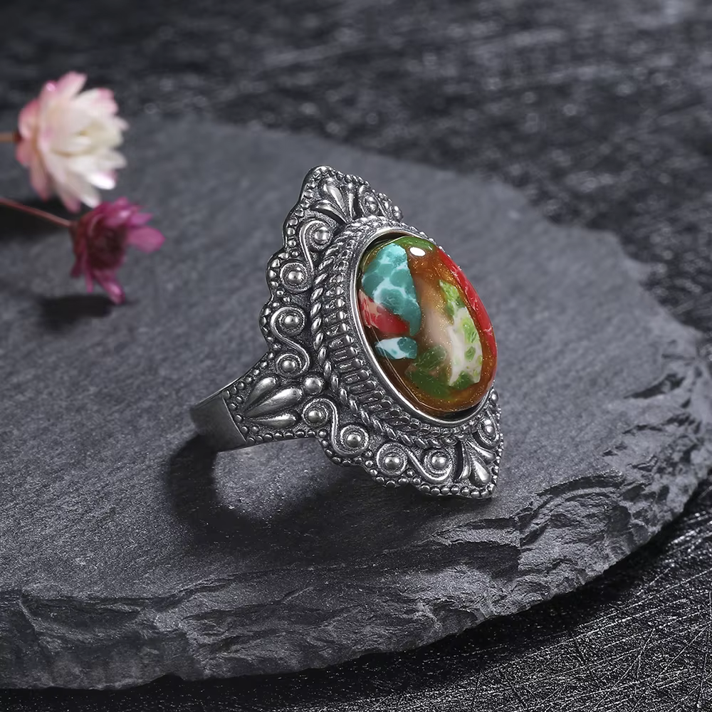 Bague Vintage en pierre d'empereur naturelle