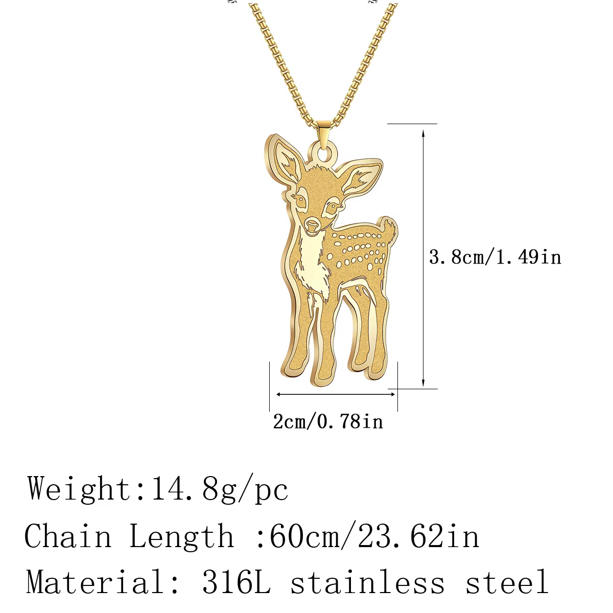 Kinitial Sika cerf pendentif collier pour femmes hommes mignon Animal cou chaîne en acier inoxydable bijoux cadeau