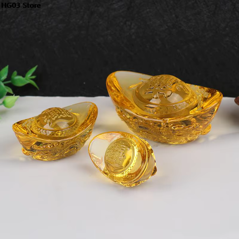 Yuan Bao en cristal jaune doré