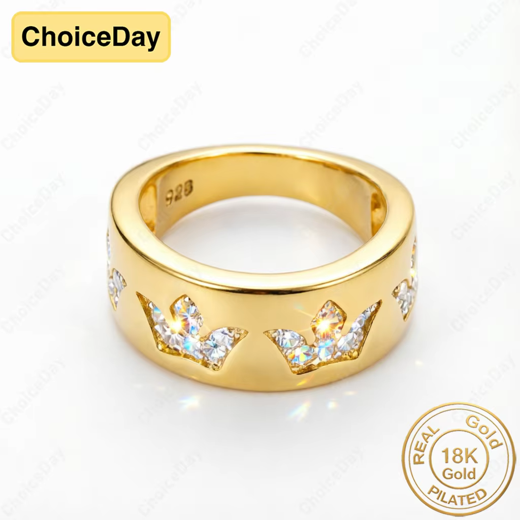 Bague Couronne Luxueuse Plaqué Or 18K avec Zirconium pour Femme – Bijou Tendance pour Mariage et Fête