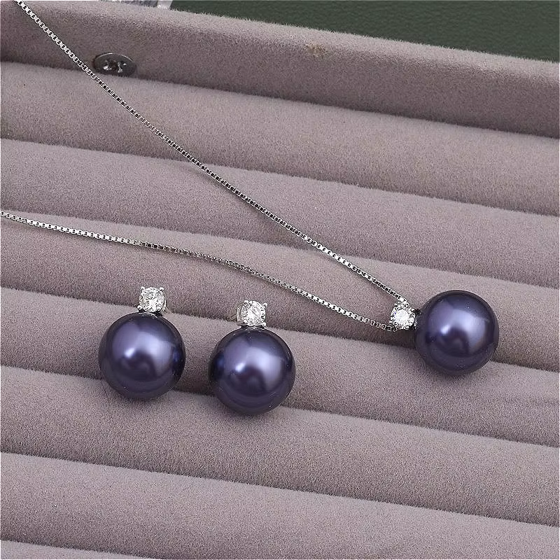 Nouvel ensemble de bijoux style Muillard : Boucles d'oreilles clous en perles françaises et collier en argent 925