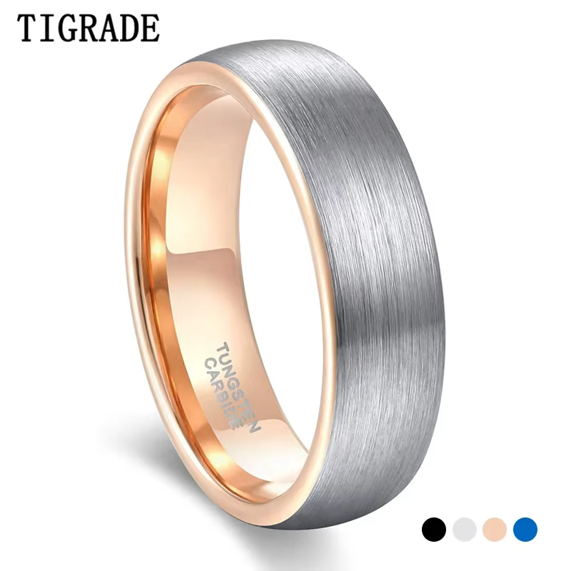 Tigrade-Bague en Tungstène Brossé