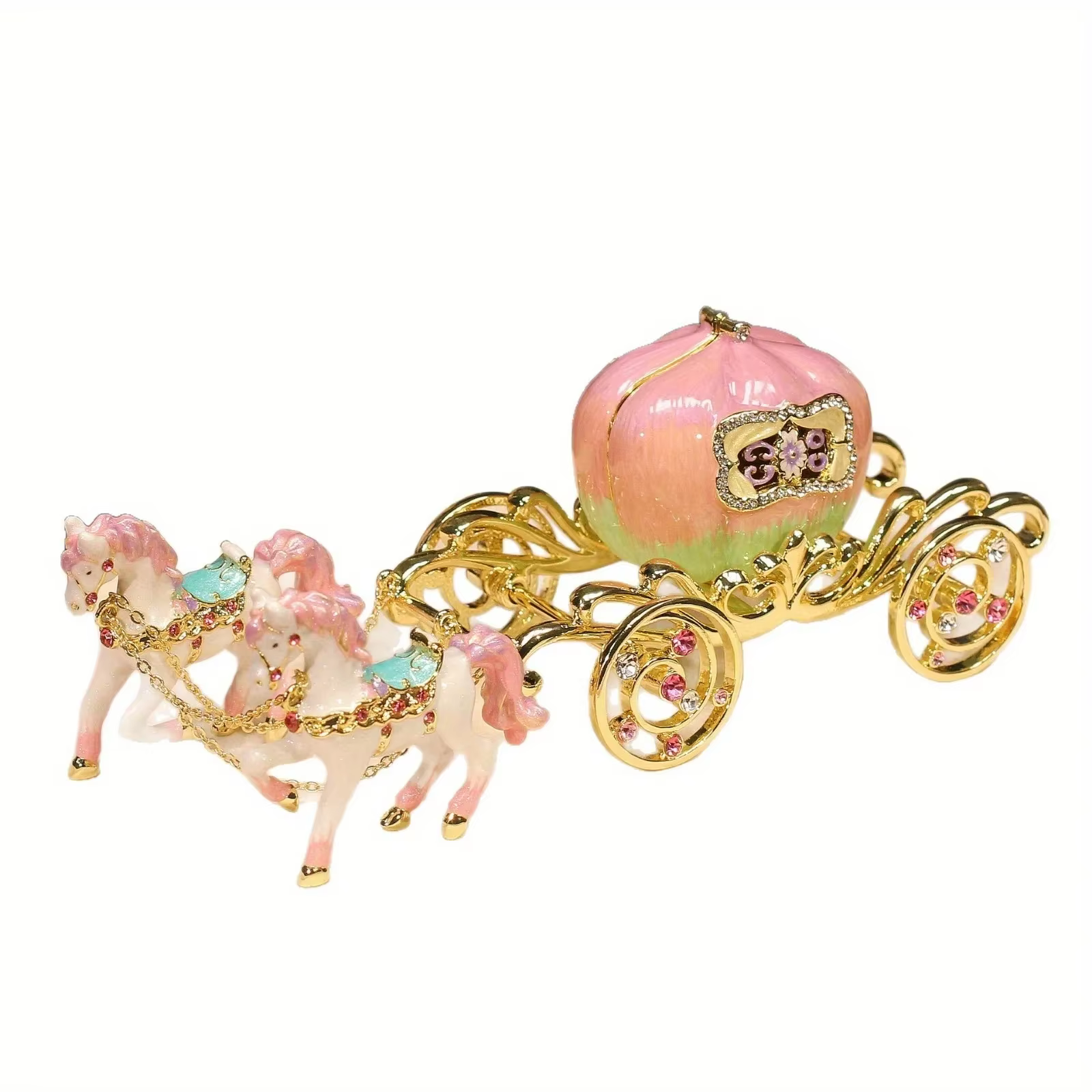 Boîte à bijoux en alliage de chariot d'émail en métal