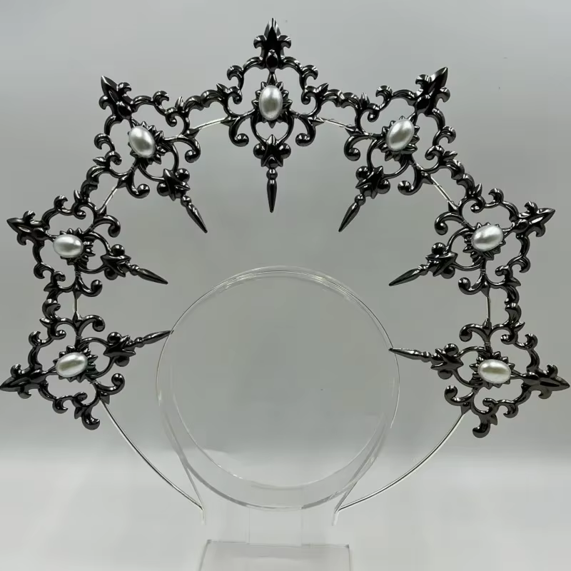 Gothique foncé Lolita Halo diamant soleil couronne Baroque bandeau femmes accessoires de mode cheveux