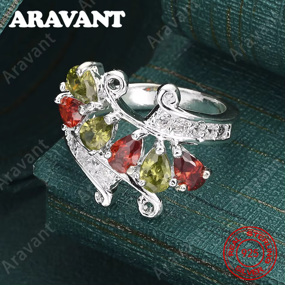 Bague en argent sterling 925 bicolore avec zircone en forme de larme - Un cadeau unique pour les femmes