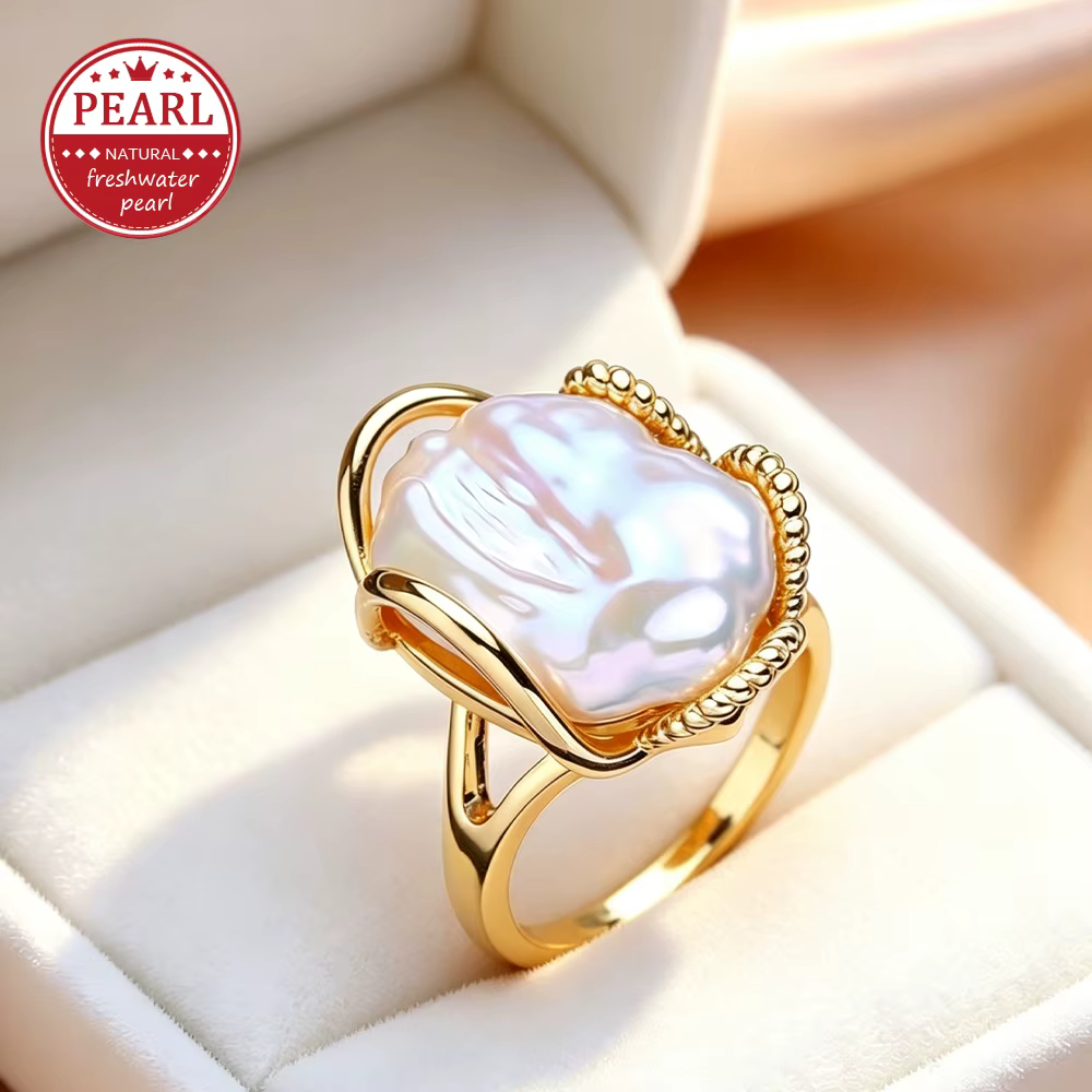 Bagues de Cocktail en Perles Baroques Naturelles pour Femme