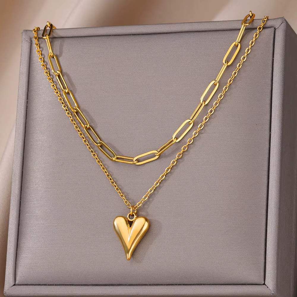 Collier pendentif coeur pour femmes et filles