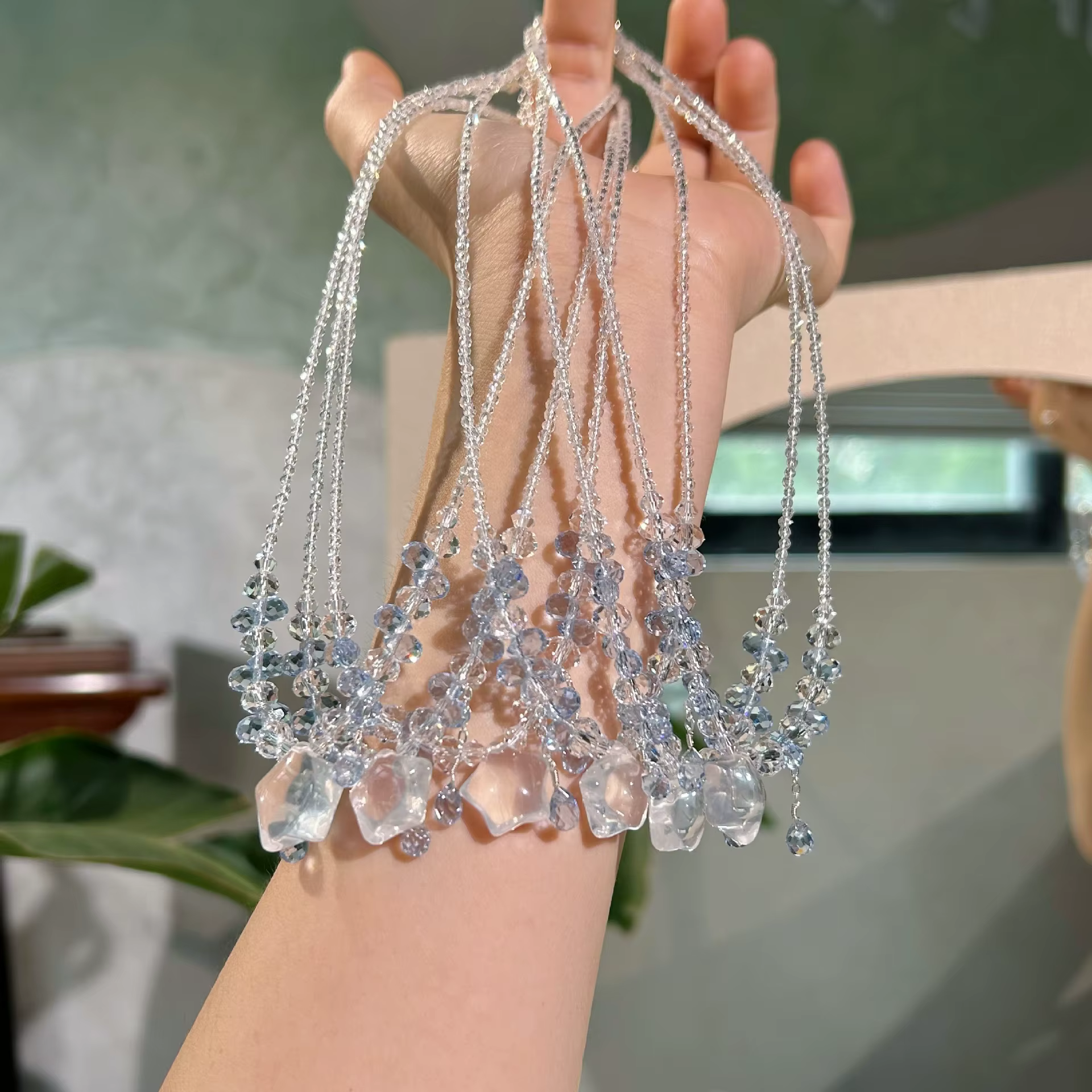 Ensemble de bijoux en cristal de quartz naturel étoile/pampille